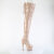 Pleaser ADORE-3850 Botas de Plataforma sobre la Rodilla de Charol Beige
