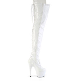 Pleaser ADORE-3850 Botas de Plataforma sobre la Rodilla de Charol Blanco