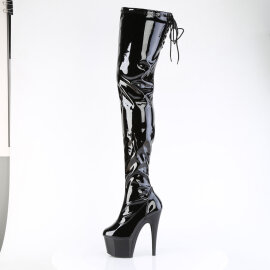 Pleaser ADORE-4000SLT Botas de Plataforma sobre la Rodilla de Charol Negro