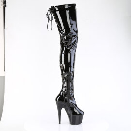 Pleaser ADORE-4000SLT Botas de Plataforma sobre la Rodilla de Charol Negro