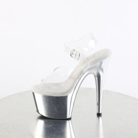 Pleaser ADORE-708 Sandalias de Plataforma Transparente Cromo Plateado