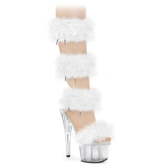 Pleaser ADORE-728F Sandalias de Plataforma transparente en blanco
