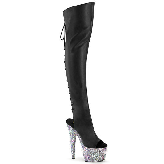 Pleaser BEJEWELED-3019MS-7 Botas altas Plataforma Piel Sintética pedrería Negro