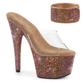 Pleaser BEJEWELED-712RS Zuecos Plataforma Tono Claro...
