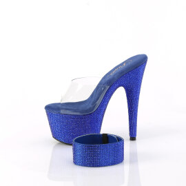 Pleaser BEJEWELED-712RS Zuecos Plataforma Tono Claro pedrería Azul