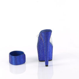 Pleaser BEJEWELED-712RS Zuecos Plataforma Tono Claro pedrería Azul