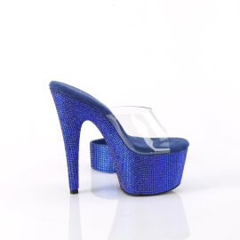 Pleaser BEJEWELED-712RS Zuecos Plataforma Tono Claro pedrería Azul