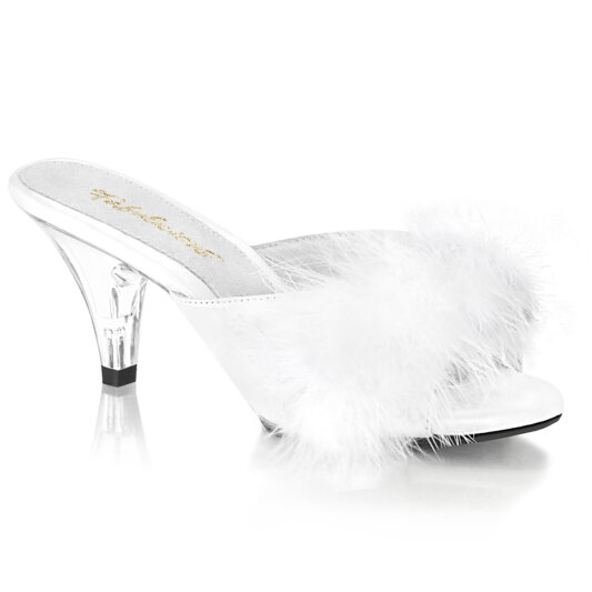 Fabulicious BELLE-301 Zuecos de Piel Sintética transparente Blanco