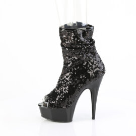 Pleaser DELIGHT-1008SQ Botines Plataforma lentejuelas Negro
