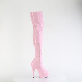 Pleaser DELIGHT-3000HWR Botas por encima de la rodilla con Plataforma Charol rosa
