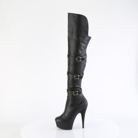 Pleaser DELIGHT-3018 Botas por encima de la rodilla con Plataforma de Piel Sintética color Negro