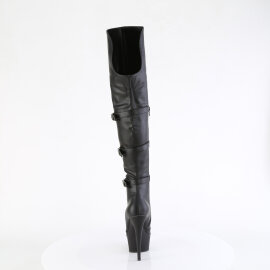 Pleaser DELIGHT-3018 Botas por encima de la rodilla con Plataforma de Piel Sintética color Negro