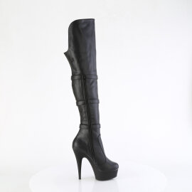 Pleaser DELIGHT-3018 Botas por encima de la rodilla con Plataforma de Piel Sintética color Negro