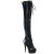 Pleaser DELIGHT-3029 Botas por encima de la rodilla con Plataforma Charol Holograma Negro