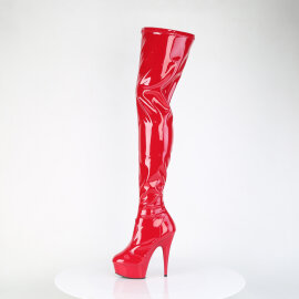 Pleaser DELIGHT-4000 Botas por encima de la rodilla con Plataforma Charol Rojo