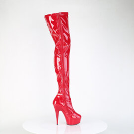 Pleaser DELIGHT-4000 Botas por encima de la rodilla con Plataforma Charol Rojo