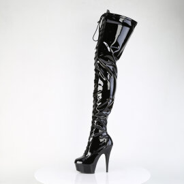 Pleaser DELIGHT-4023 Botas altas hasta la rodilla con Plataforma Charol Negro