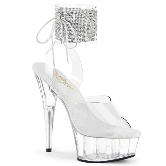 Pleaser DELIGHT-691-2RS Sandalias Plataforma Tono Claro pedrería Transparente