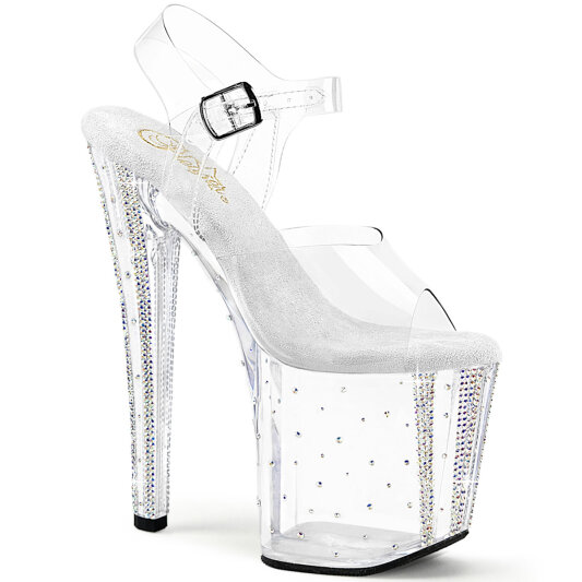 Pleaser ENCHANT-708RS-01 Sandalias Plataforma Tono Claro pedrería Transparente