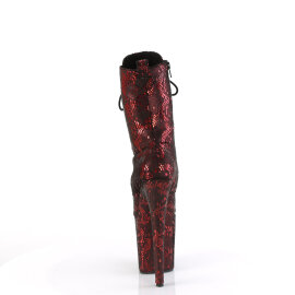 Pleaser FLAMINGO-1040SPF Botines Plataforma tejido metalizado estampado serpiente Rojo