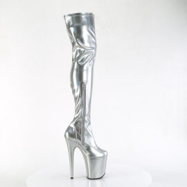 Pleaser FLAMINGO-3000HWR Botas por encima de la rodilla con Plataforma Holograma Plata