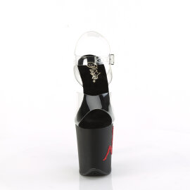 Pleaser FLAMINGO-808TGRS Sandalias Plataforma Tono Claro pedrería Negro Rojo