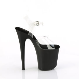 Pleaser FLAMINGO-808TGRS Sandalias Plataforma Tono Claro pedrería Negro Rojo