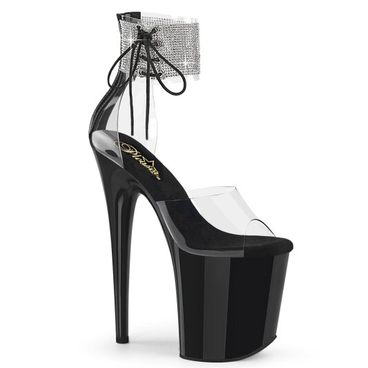 Pleaser FLAMINGO-824RS Sandalias Plataforma Tono Claro pedrería Negro