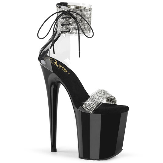 Pleaser FLAMINGO-827RS Sandalias Plataforma Tono Claro pedrería Negro