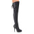 Devious INDULGE-3011 Botas por encima de la rodilla con Plataforma de Piel Sintética Negro