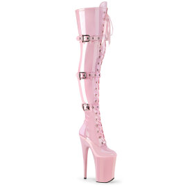 Pleaser INFINITY-3028 Botas Altas Plataforma Tono Claro pedrería Rosa