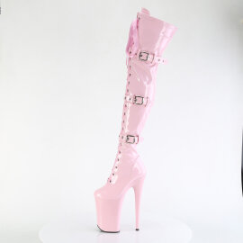 Pleaser INFINITY-3028 Botas Altas Plataforma Tono Claro pedrería Rosa