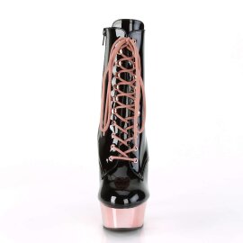 Pleaser Botín DELIGHT-1020 Negro Charol Oro Rosado Claro Metalizado EU-35 / US-5