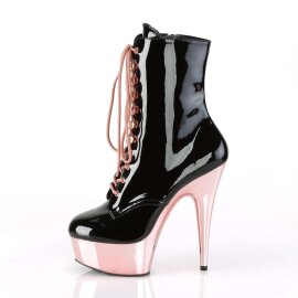 Pleaser Botín DELIGHT-1020 Negro Charol Oro Rosado Claro Metalizado EU-36 / US-6