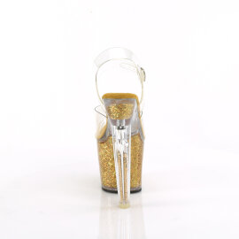 Pleaser LOVESICK-708SG Sandalias Plataforma Tono Claro Purpurina pedrería Dorado