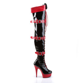 Funtasma MEDIC-3028 Botas altas hasta la rodilla con Plataforma Charol Negro