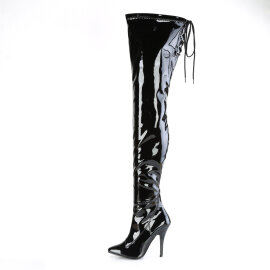 Pleaser SEDUCE-4000SLT Botas hasta la rodilla Charol Negro