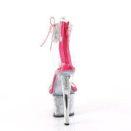 Pleaser SKY-327RSI Sandalias Plataforma pedrería plata rosa