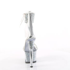 Pleaser SKY-327RSI Sandalias Plataforma pedrería plata