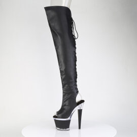 Pleaser SPECTATOR-3030 Botas por encima de la rodilla con Plataforma de Piel Sintética color Negro Tono Claro