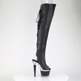 Pleaser SPECTATOR-3030 Botas por encima de la rodilla con Plataforma de Piel Sintética color Negro Tono Claro