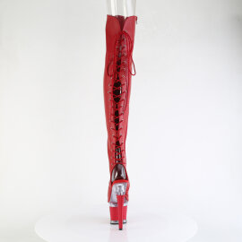 Pleaser SPECTATOR-3030 Botas por encima de la rodilla con Plataforma de Piel Sintética color Rojo Tono Claro