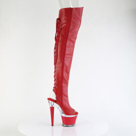 Pleaser SPECTATOR-3030 Botas por encima de la rodilla con Plataforma de Piel Sintética color Rojo Tono Claro