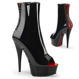 Pleaser Botín DELIGHT-1025 Negro Charol Rojo EU-35...