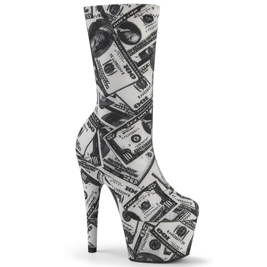 Pleaser ADORE-1002DP Botines de Plataforma de Tela Negro Blanco EU-38 / US-8