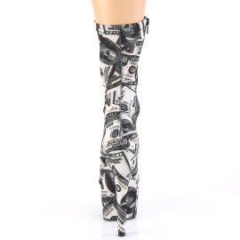 Pleaser ADORE-1002DP Botines de Plataforma de Tela Negro Blanco EU-38 / US-8
