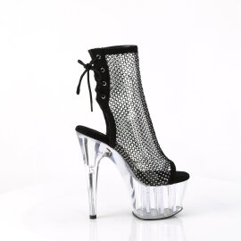 Pleaser ADORE-1018RM Sandalias de Plataforma de Cuero Sintético Transparente con pedrería negra EU-36 / US-6