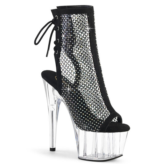 Pleaser ADORE-1018RM Sandalias de Plataforma de Cuero Sintético Transparente con pedrería negra EU-37 / US-7