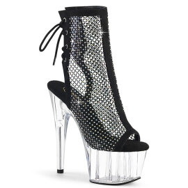 Pleaser ADORE-1018RM Sandalias de Plataforma de Cuero Sintético Transparente con pedrería negra EU-39 / US-9