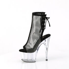 Pleaser ADORE-1018RM Sandalias de Plataforma de Cuero Sintético Transparente con pedrería negra EU-39 / US-9